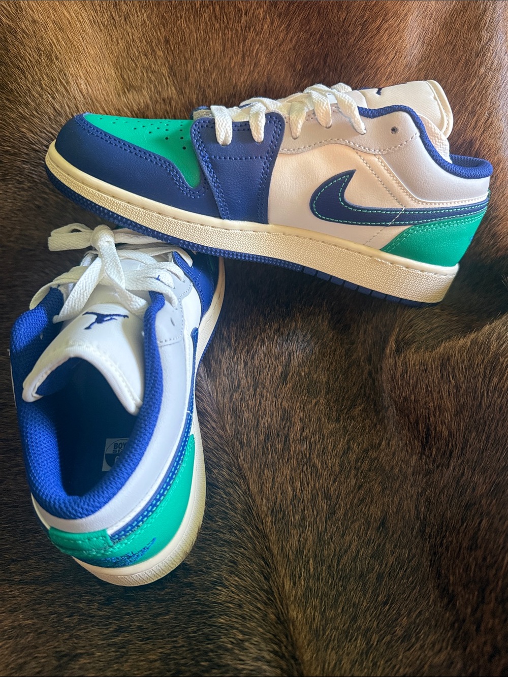 New! Nike Air Jordan’s Kids Low-Top Sneakers - Blue/Teal/White kids 6